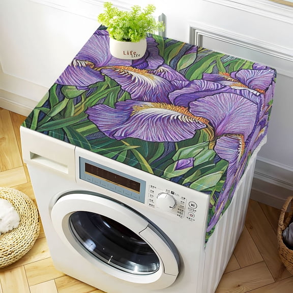 WOBOGO Purple Iris Washing Machine Cloth Dryer Refrigerator Top Cover Protective Non-Slip Mat For Kitchen Laundry