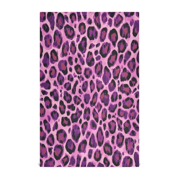 WOBOGO Purple Leopard Print Kitchen Towel 1 Piece Large Cotton Dishcloth Premium Absorbency Set with Hanging Loop
