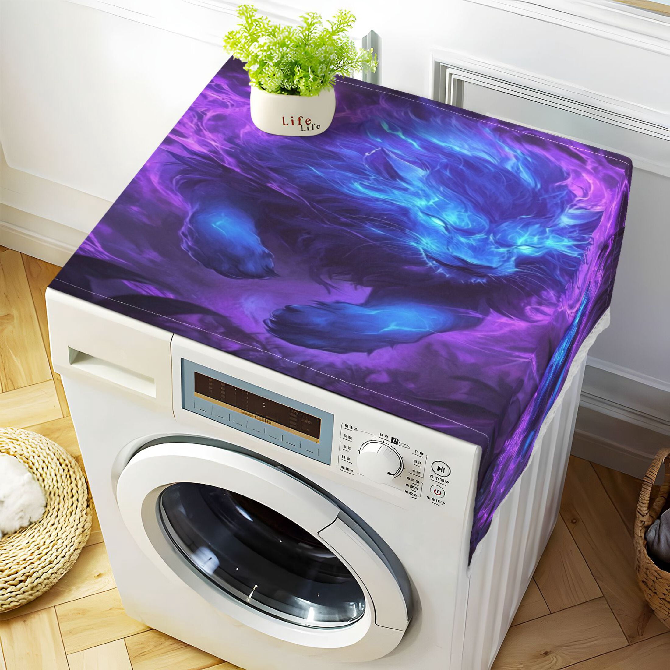 WOBOGO Purple Light Blue Lion Washing Machine Cloth Dryer Refrigerator Top Cover Protective Non-Slip Mat For Kitchen Laundry
