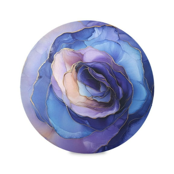 WOBOGO Purple Petal Ripple Round Placemats Set of 6 Heat Resistant Washable Kitchen Table Decorations 15.4in