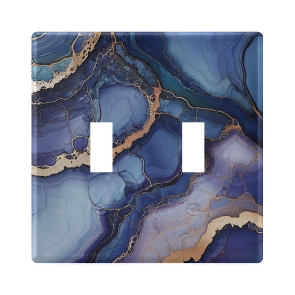 WOBOGO Purple Ripple Marble 2-hole Switch Plates PC Flame Retardant Plastic Material Glossy Finish Smooth Touch 4.56x4.48x0.27in