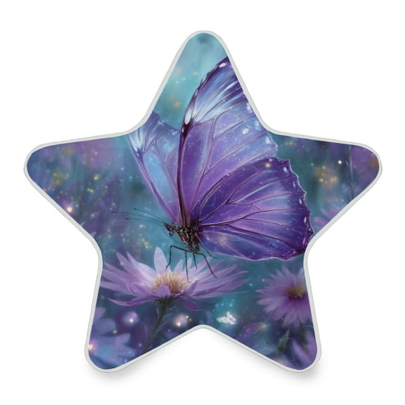 WOBOGO Purple Sparkling Butterfly LED Star Night Light 0.2 Watt Wall Plug Dusk to Dawn Auto Switch Adjustable Brightness Soft White Light