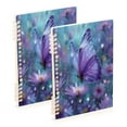 thumbnail image 1 of WOBOGO Purple Sparkling Butterfly Notebook College Horizontal Grid Paper Ink Spill Resistant Water Resistant Cover 8.3x5.7x0.4in, 1 of 8