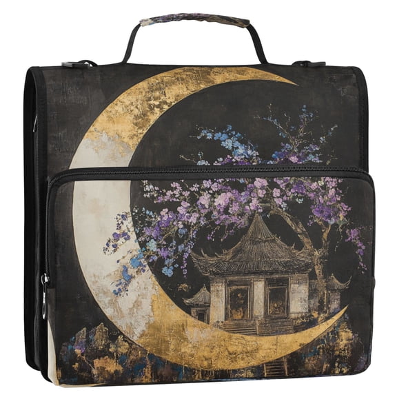WOBOGO Quaint Building Ring Binder Bag 1.5in Folder Organizer with Shoulder Strap for 13Inch Laptop and 500 Sheets of Paper