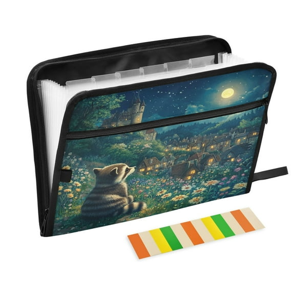 WOBOGO Raccoon Journey Expanding File Folder Letter Size Accordion Filing Organizer 13 Pocket Separate Organ Pocket