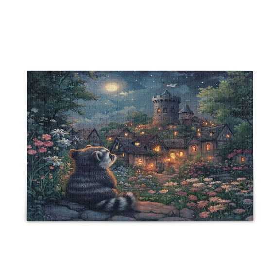 WOBOGO Raccoon Trip Puzzle Challenge 1000 Piece Jigsaw Suitable for Game Night Finished Size 29.5 x 19.7in