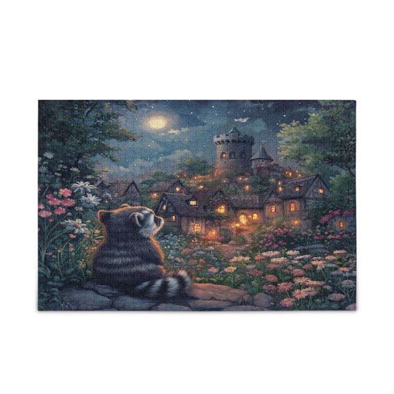 WOBOGO Raccoon Trip Puzzle Challenge 500 Piece Jigsaw Suitable for Game Night Finished Size 20.5 x 14.9in