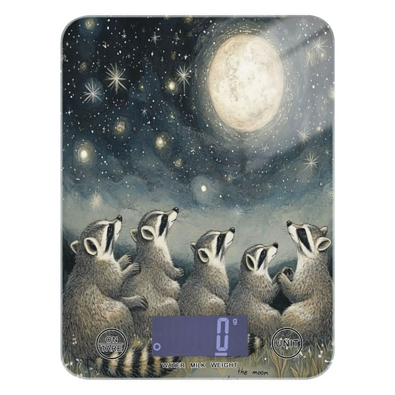 WOBOGO Raccoon Watching The Moon Kitchen Scale Digital Gram and Ounce Weighing for Cooking Baking Ketogenic Diet Meal Prep