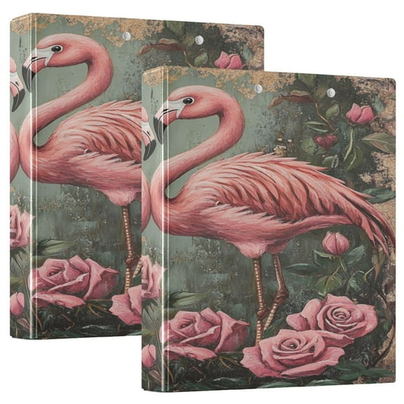 WOBOGO Ragged Pink Flamingo File Folders Extra Large Capacity to Hold 200 Sheets of Documents Hard Shell Ring Binder for School Home Office