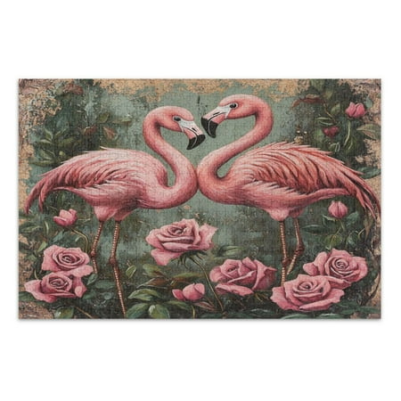 WOBOGO Ragged Pink Flamingo Jigsaw Puzzle Challenge 1000 Piece Jigsaw Suitable for Game Night Finished Size 29.5 x 19.7in