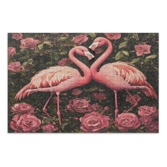 WOBOGO Ragged Pink Flamingos Jigsaw Puzzle Challenge 500 Piece Jigsaw Suitable for Game Night Finished Size 20.5 x 14.9in