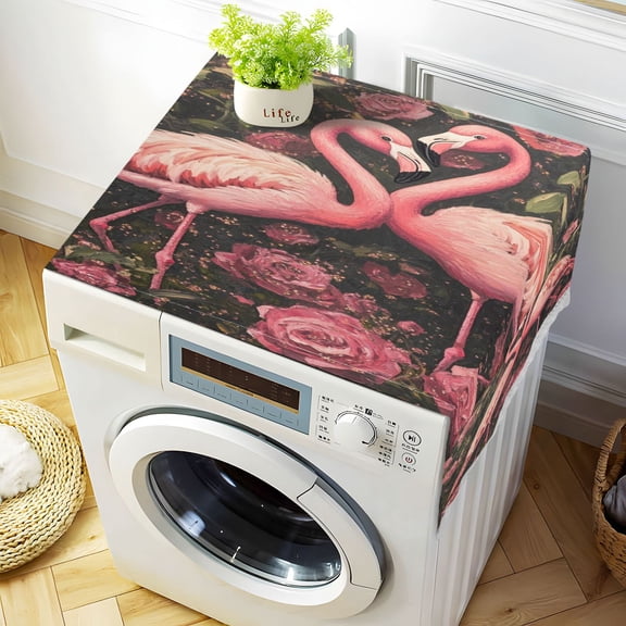 WOBOGO Ragged Pink Flamingos Washing Machine Cloth Dryer Refrigerator Top Cover Protective Non-Slip Mat For Kitchen Laundry