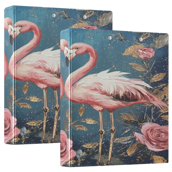 WOBOGO Raggedy Pink Flamingos File Folders Extra Large Capacity to Hold 200 Sheets of Documents Hard Shell Ring Binder for School Home Office