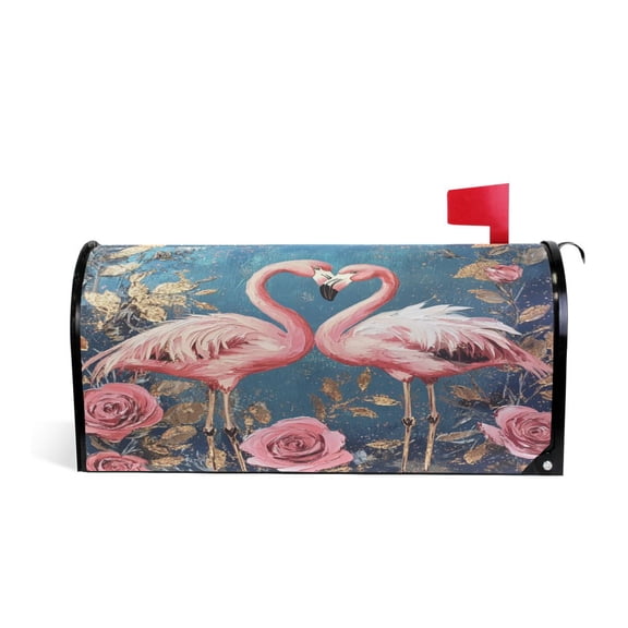 WOBOGO Raggedy Pink Flamingos Mailbox Cover Magnetic for Garden Yard Home Decor Standard Size 20.7×18.03in
