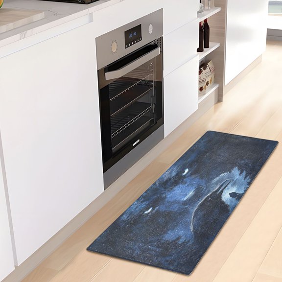 WOBOGO Raven Wolf in The Moonlight Carpet 39x20in Kitchen Bathroom Plush Absorbent Non-Slip Floor Mat