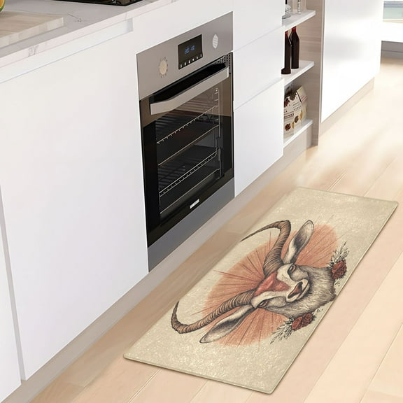 WOBOGO Realistic Antelope Pattern Carpet 39x20in Kitchen Bathroom Plush Absorbent Non-Slip Floor Mat