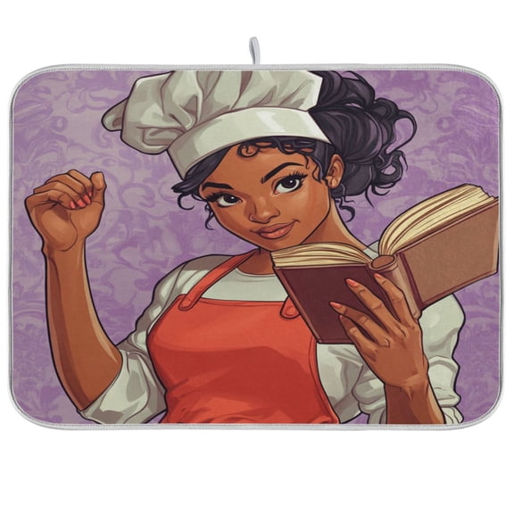 WOBOGO Red Apron Chef Kitchen Drying Mat Heat Resistant Drainage with Non-Slip Rubber Backing Hides Stains Super Absorbent Easy to Clean 16×18in