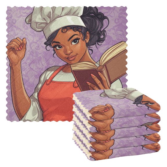 WOBOGO Red Apron Chef Kitchen Towels 6pcs Ultra Soft Absorbent Quick Drying Dish Cloths 1111inch