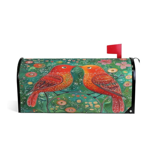 WOBOGO Red Bird Mailbox Cover Magnetic for Garden Yard Home Decor Standard Size 25.4×20.78in