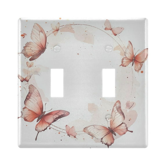 WOBOGO Red Butterfly 2-hole Switch Plates PC Flame Retardant Plastic Material Glossy Finish Smooth Touch 4.56x4.48x0.27in