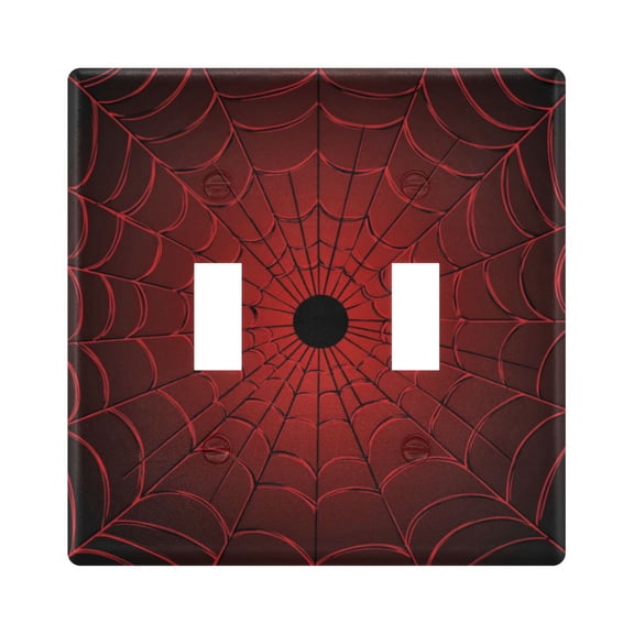 WOBOGO Red Cobweb 2-hole Switch Plates PC Flame Retardant Plastic Material Glossy Finish Smooth Touch 4.56x4.48x0.27in