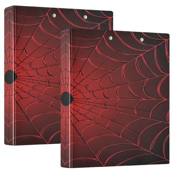 WOBOGO Red Cobweb File Folders Extra Large Capacity to Hold 200 Sheets of Documents Hard Shell Ring Binder for School Home Office