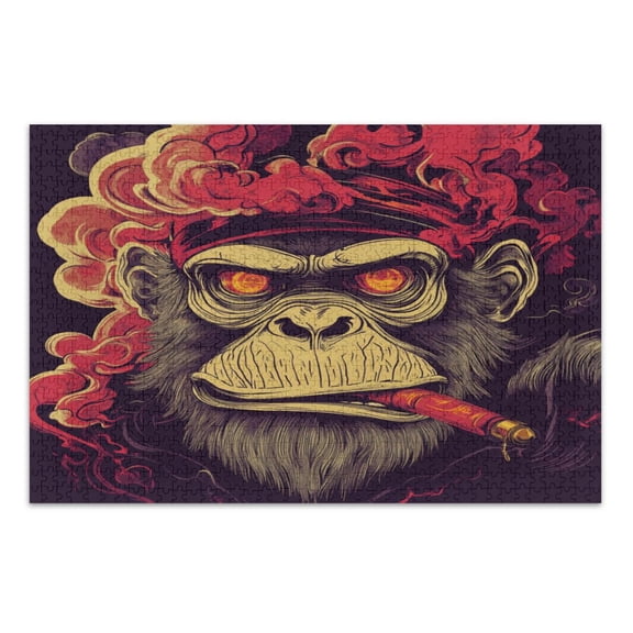 WOBOGO Red Eyes Orangutan Pattern Jigsaw Puzzle Challenge 1000 Piece Jigsaw Suitable for Game Night Finished Size 29.5 x 19.7in