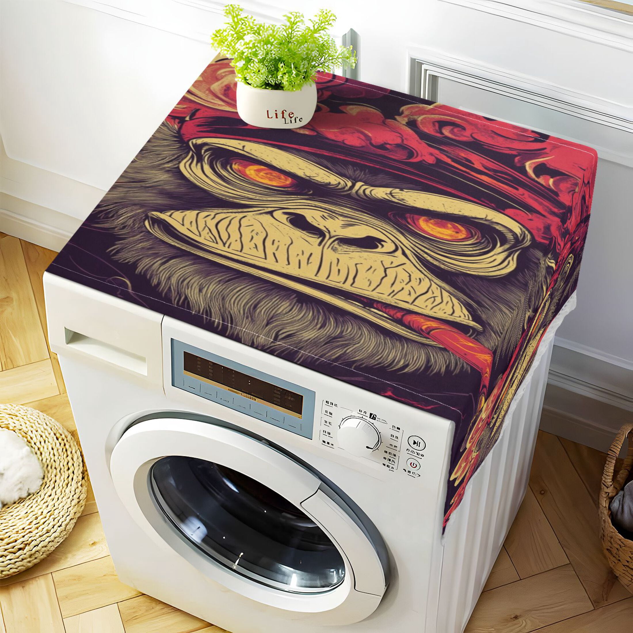 WOBOGO Red Eyes Orangutan Pattern Washing Machine Cloth Dryer Refrigerator Top Cover Protective Non-Slip Mat For Kitchen Laundry
