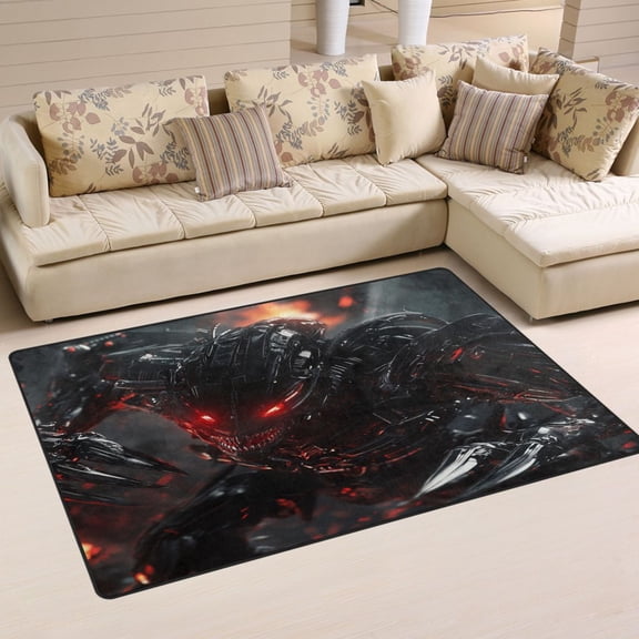 WOBOGO Red Eyes Robot Carpet Non-Slip Rugs Soft Doormat 31×20in Living Dining Room Bedroom Decorative