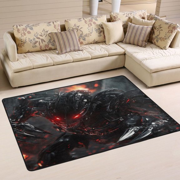 WOBOGO Red Eyes Robot Carpet Non-Slip Rugs Soft Doormat 36×24in Living Dining Room Bedroom Decorative