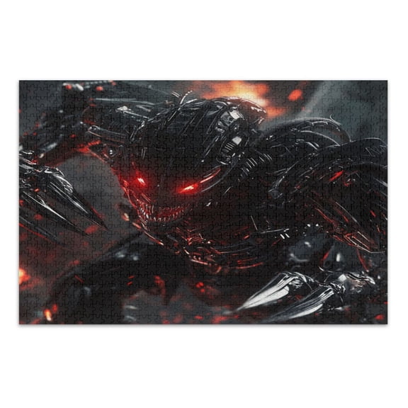 WOBOGO Red Eyes Robot Jigsaw Puzzle Challenge 500 Piece Jigsaw Suitable for Game Night Finished Size 20.5 x 14.9in