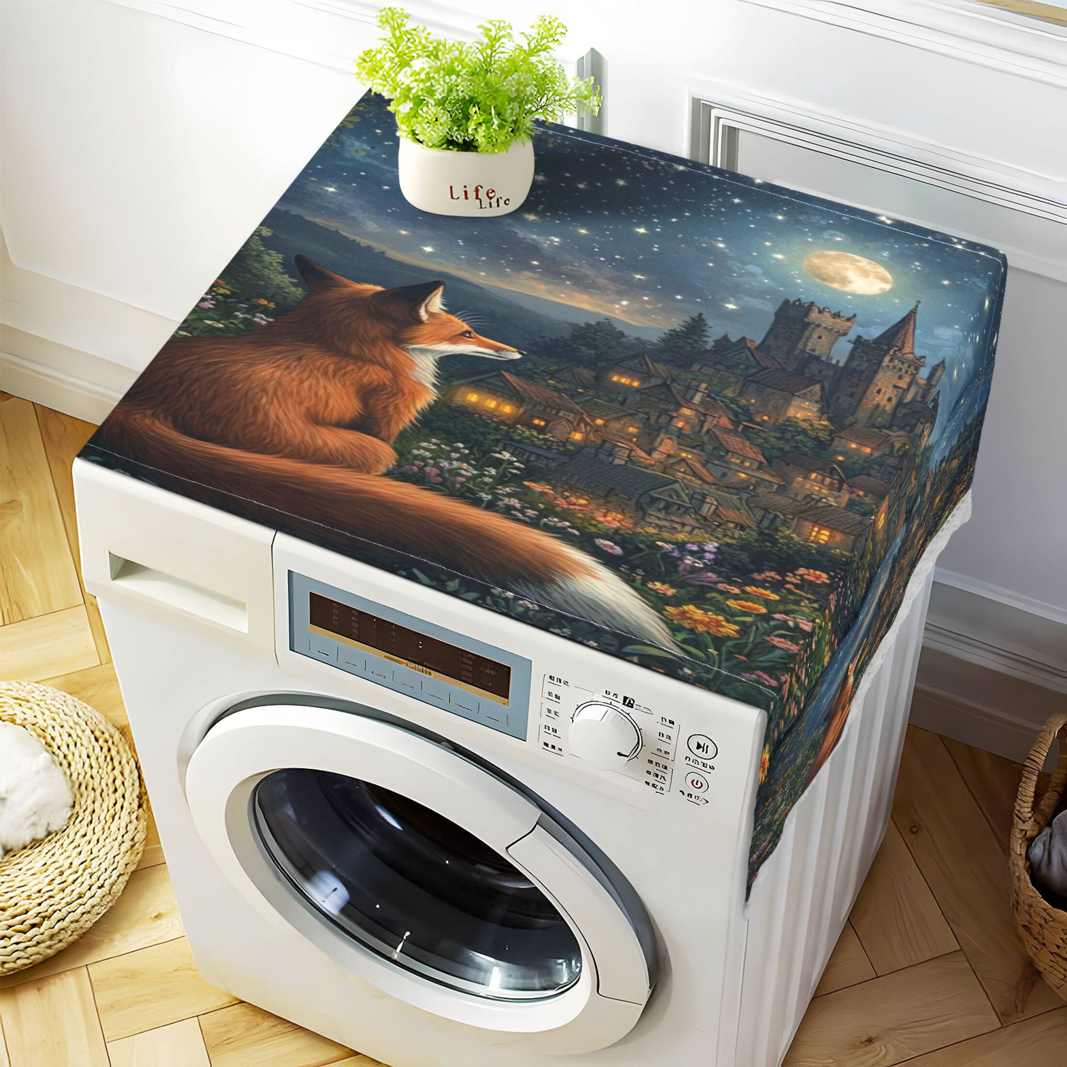 WOBOGO Red Fox Journey Washing Machine Cloth Dryer Refrigerator Top Cover Protective Non-Slip Mat For Kitchen Laundry