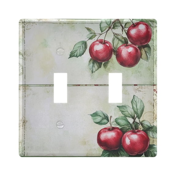 WOBOGO Red Fruit 2-hole Switch Plates PC Flame Retardant Plastic Material Glossy Finish Smooth Touch 4.56x4.48x0.27in