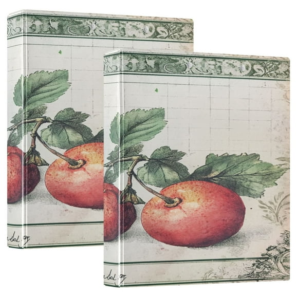 WOBOGO Red Fruit Picture File Folders Extra Large Capacity to Hold 200 Sheets of Documents Hard Shell Ring Binder for School Home Office