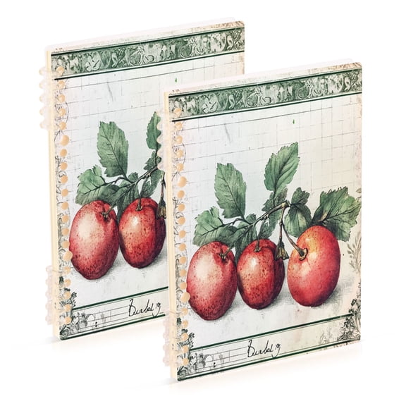 WOBOGO Red Fruit Picture Notebook College Horizontal Grid Paper Ink Spill Resistant Water Resistant Cover 8.3x5.7x0.4in