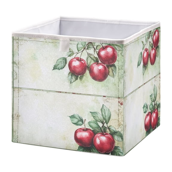 WOBOGO Red Fruit Storage Basket Foldable Easy to Clean Durable with Hollow Support Plate with Handle 11.02×11.02×11.02 in