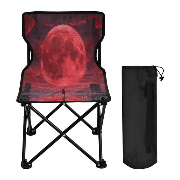 WOBOGO Red Moon Camping Chair Convenient Four Corner Backrest Folding Stool Can Hold Up to 220lbs