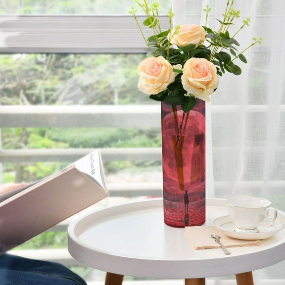 WOBOGO Red Moon Plastic Vase Home or Wedding Decoration Centerpiece Unbreakable 11.83.9in