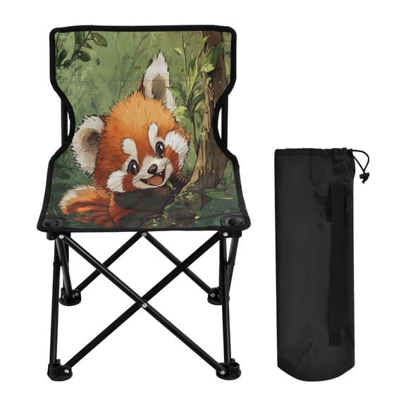 WOBOGO Red Panda Camping Chair Convenient Four Corner Backrest Folding Stool Can Hold Up to 220lbs