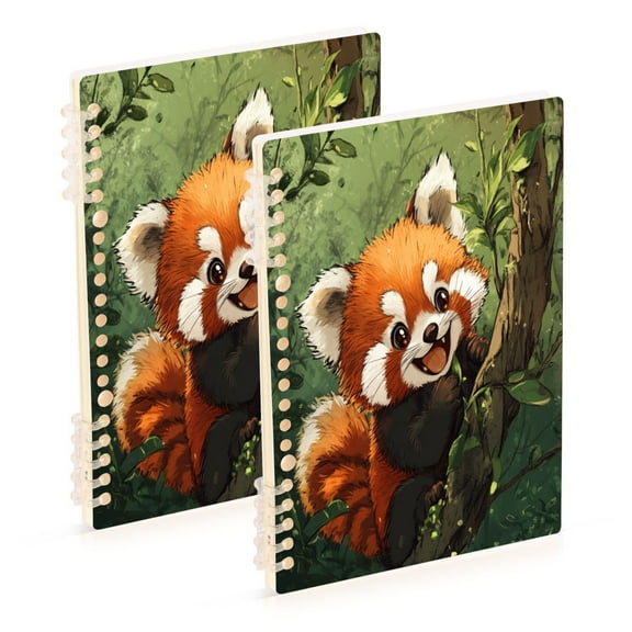 WOBOGO Red Panda Notebook College Horizontal Grid Paper Ink Spill Resistant Water Resistant Cover 8.3x5.7x0.4in