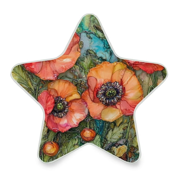 WOBOGO Red Poppies LED Star Night Light 0.2 Watt Wall Plug Dusk to Dawn Auto Switch Adjustable Brightness Soft White Light