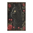 thumbnail image 1 of WOBOGO Red Rose Black Cat Pattern Kitchen Towel 6 Piece Large Cotton Dishcloth Premium Absorbency Set with Hanging Loop, 1 of 7