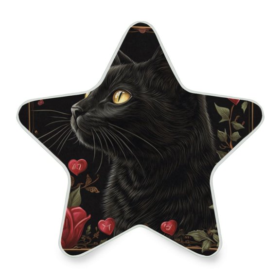 WOBOGO Red Rose Black Cat Pattern LED Star Night Light 0.2 Watt Wall Plug Dusk to Dawn Auto Switch Adjustable Brightness Soft White Light