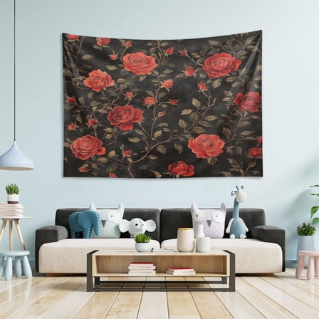 WOBOGO Red Rose Tapestry 60×40in Home Living Room Bedroom Wall Hanging Ornaments