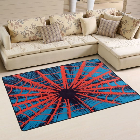 WOBOGO Red Spiderweb Carpet Non-Slip Rugs Soft Doormat 60×39in Living Dining Room Bedroom Decorative