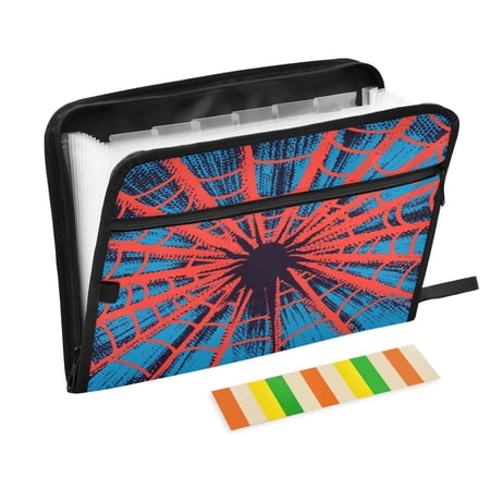 WOBOGO Red Spiderweb Expanding File Folder Letter Size Accordion Filing Organizer 13 Pocket Separate Organ Pocket