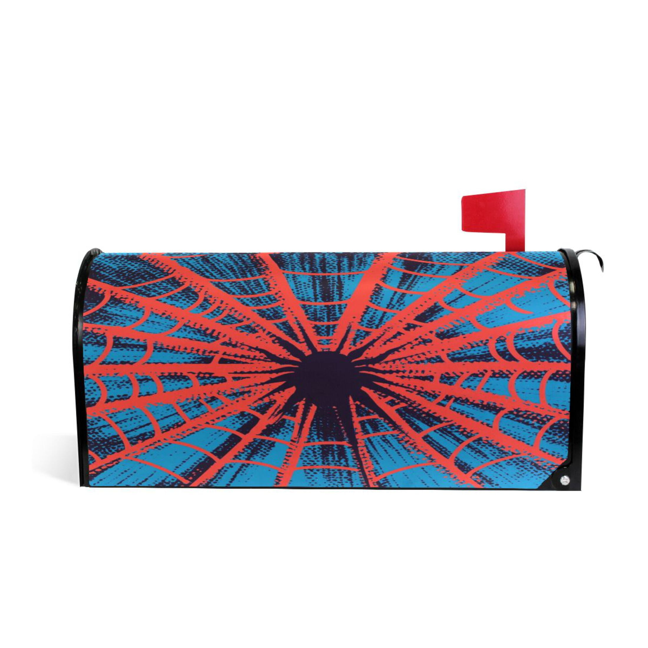 WOBOGO Red Spiderweb Mailbox Cover Magnetic for Garden Yard Home Decor Standard Size 25.4×20.78in