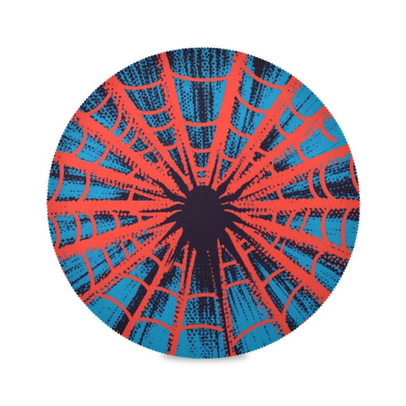 WOBOGO Red Spiderweb Round Placemats Set of 1 Heat Resistant Washable Kitchen Table Decorations 15.4in