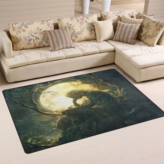 WOBOGO Reflections under The Moon Carpet Non-Slip Rugs Soft Doormat 31×20in Living Dining Room Bedroom Decorative