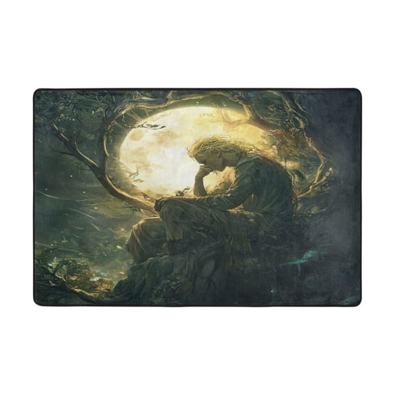 WOBOGO Reflections under The Moon Carpet Non-Slip Rugs Soft Doormat 72×48in Living Dining Room Bedroom Decorative